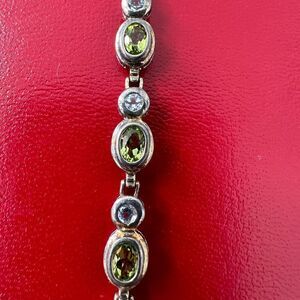 Vintage 925 Peridot And Topaz CJ Marked Bracelet